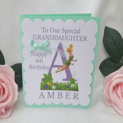 2 Sizes Personalised Tinkerbell card,any age/relation,Personalised Tinkerbell 