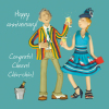 Holy Mackerel Chin Chin wedding anniversary greetings card designed by Erica Sturla Card is 15cm square and blank inside for your own message