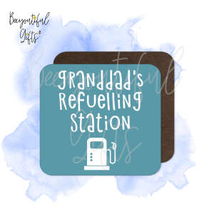 Personalised Refulling Station - High Gloss Square Wooden Coaster - Granddad