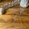 Wedding Table Numbers with Arched Finish /  Acrylic Table Decor / Modern Table Designs / Wedding Decor / Minimalistic Modern Wedding - Clear With Stand - White