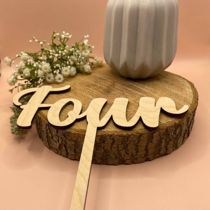 Wooden Wedding Table Numbers: Modern Calligraphy Decor - Plain Wood