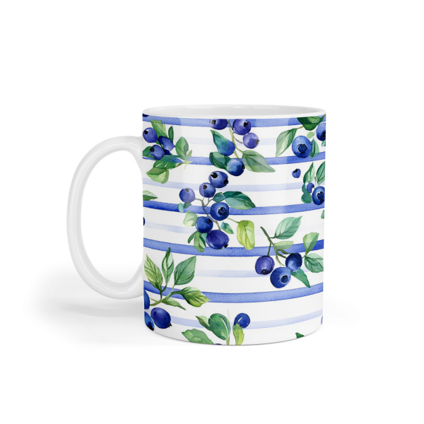 Ceramic Mug - Fruity Blueberry Stripes