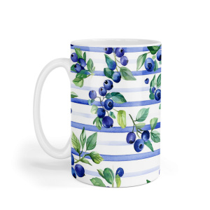 Ceramic Mug - Fruity Blueberry Stripes