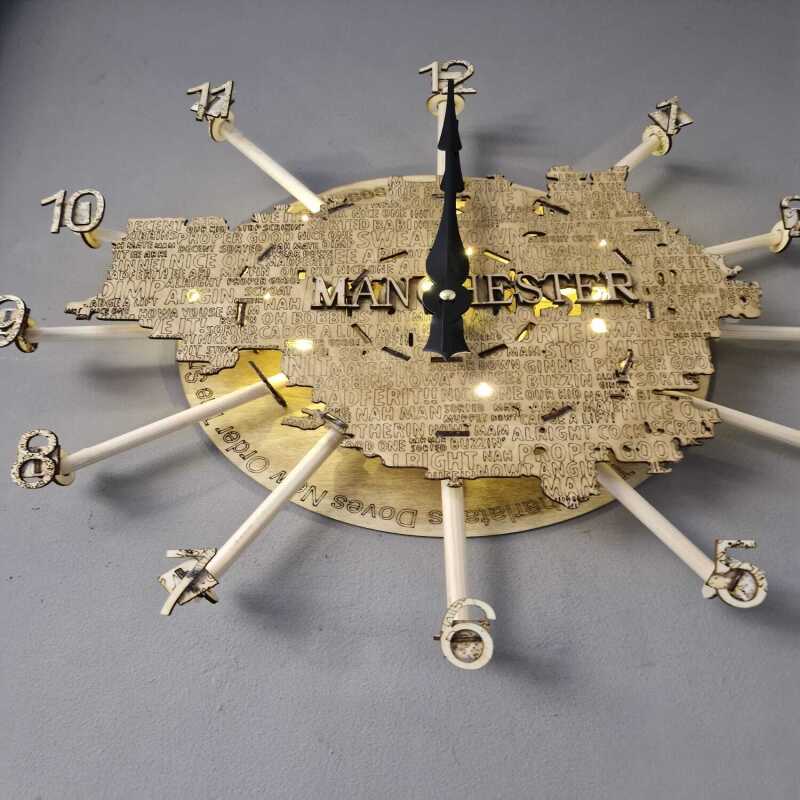 Manchester-Themed Wall Clock - we can do your city or town !