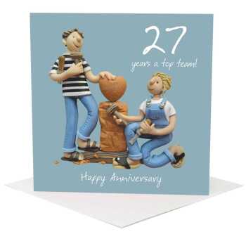 27th anniversary card (sculpture anniversary) - designed by Erica Sturla - 15cm square and blank inside, made in the UK