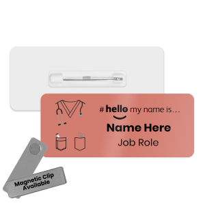 Name Badge - Colour Nurse Scrubs Hello My Name is... - Salmon