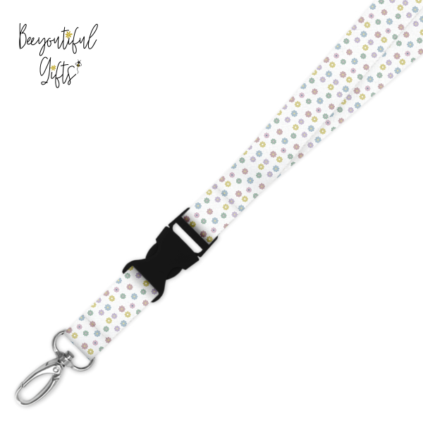 Double Breakaway Lanyard - Retro Pastel Daisies