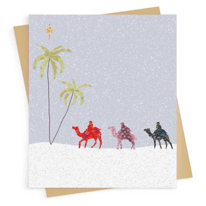 Three wise men Christmas card -  designed by Eloise Hall - 15.7 x 11cm and blank inside, made in the UK