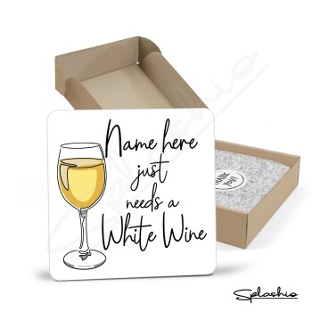 White Wine Hand Drawn Coaster - Home Bar - Birthday Gift. Secret Santa - Hand Drawn White Wine Coaster Personalised Drink Coasters