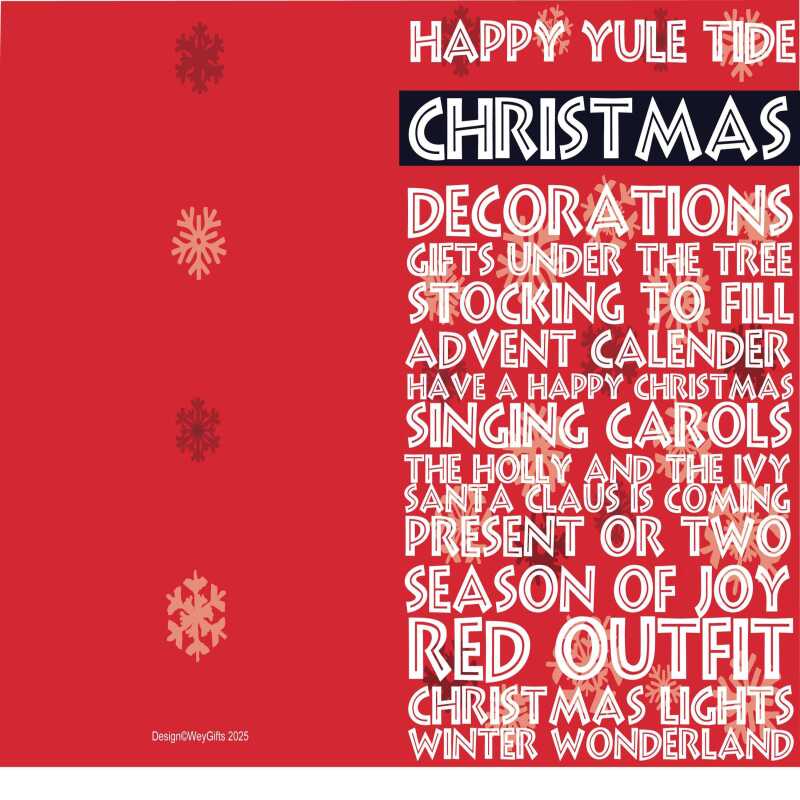 Christmas Words 6 x 4" Greeting Card Sent Direct to Friend or Relative