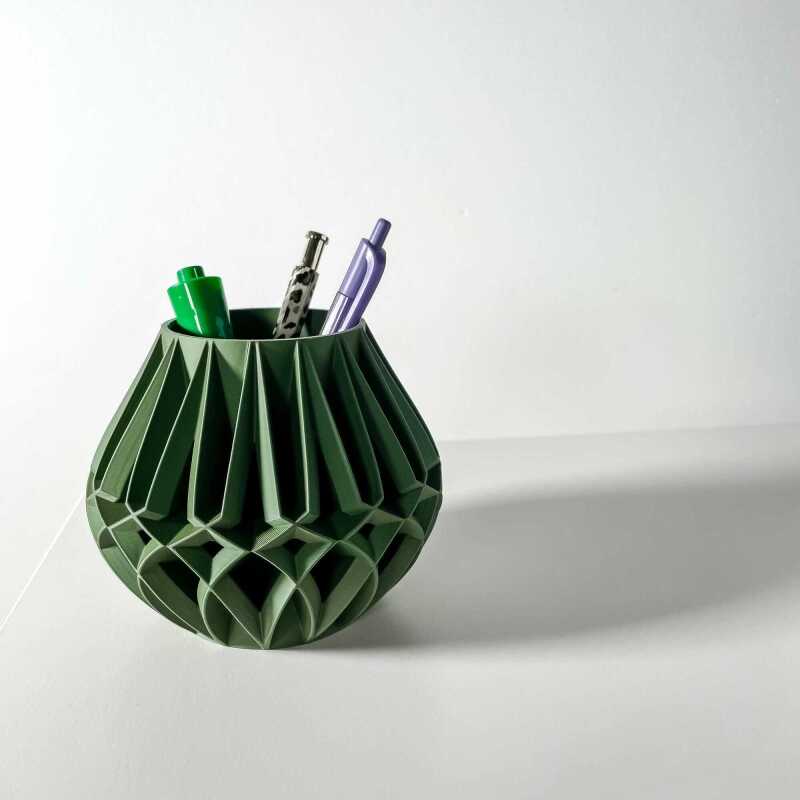 The Janio Pen Holder | Desk Organizer and Pencil Cup Holder - Matte Dark Green