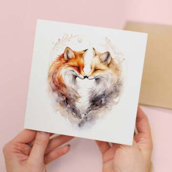 Valentine's Day Card For Wife Valentine's Day Card For Husband Boyfriend or Girlfriend Valentine's Day Card For Him or Her Fox Heart