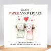 1 Year Anniversary Card for Husband or Wife – Funny & Romantic 1st Paper Anniversary Greeting Card – Perfect for Couples