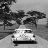 Holy Mackerel just married retro black and white photographic card featuring a vintage image of a wedding couple in a classic American car - 12.6 x 17.7cm and blank inside