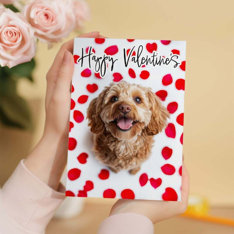 Valentine's Day Card Of A Cockerpoo Valentine's Day Card For Her or For Him From The Dog - Portrait (5x7) / Blank Inside