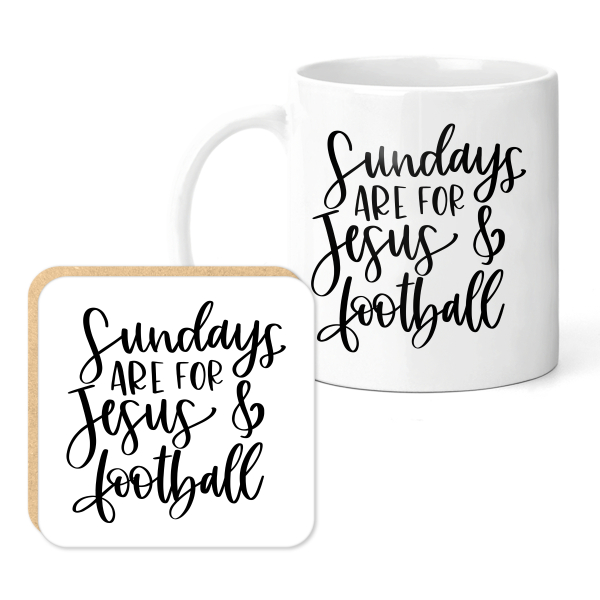 Mug & Coaster Set - Sundays Are For Jesus & Football