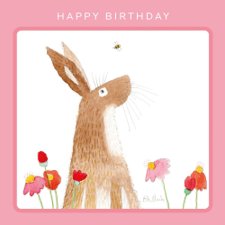 Holy Mackerel Happy Bunny nature and rabbit themed birthday card by Ailsa Black - 15cm square - blank inside