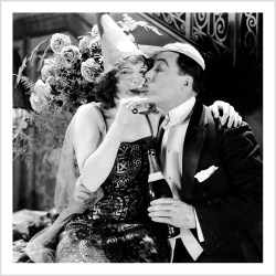 Holy Mackerel sharing a glass retro black and white photographic card featuring a vintage image of a couple drinking champagne - 15cm square and blank inside