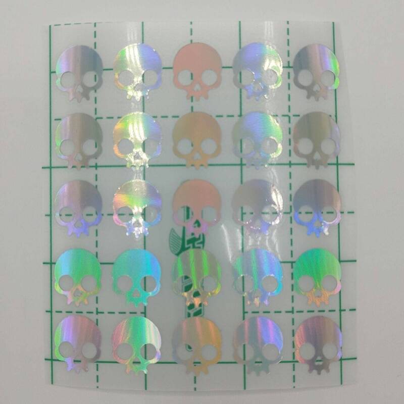 25 Skull Stickers Matt Black or Silver Holographic - Matt Black