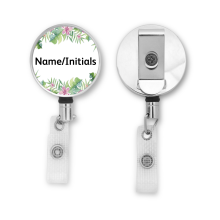 Personalised Metal ID Reel - Tropical Floral Borders