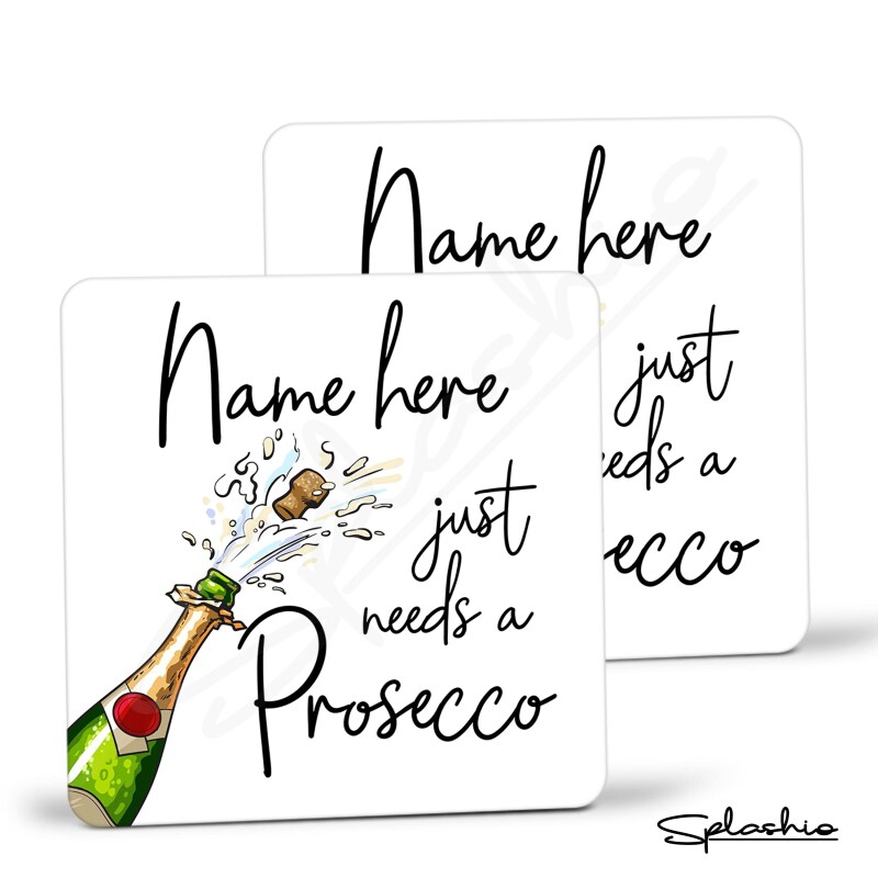 Prosecco Coaster Hand Drawn Coaster - Home Bar - Birthday Gift. Secret Santa Hand Drawn Prosecco Coaster Personalised Drink Wedding Coasters - Single Coaster