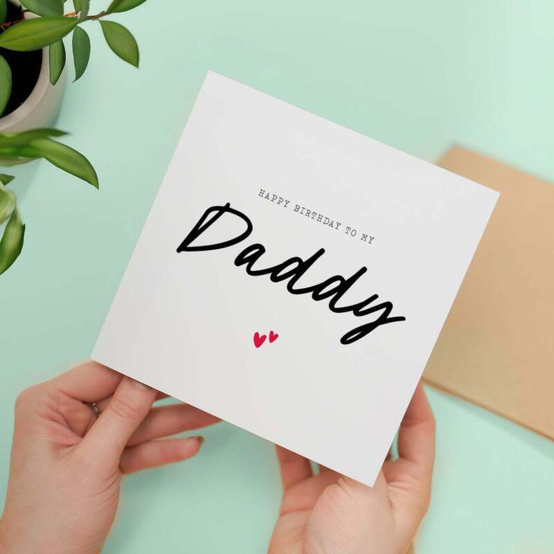 Birthday Card For Daddy Happy Birthday Card For Daddy Simple Birthday Card For Daddy Love Hearts Birthday Card For Daddy - Square (5.5x5.5) / Blank Inside