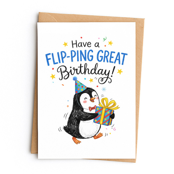 Birthday Card - Have a Flip-ping Great Birthday - Small (Approx. A6 | 105mm x 148mm | 4.1in x 5.8in) - Standard Smooth Card
