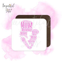 Mother's Day Coaster - Mother and Baby Word Silhouette