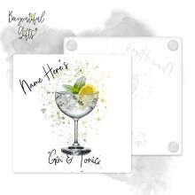 Personalised Gin & Tonic Glass Coaster with Splash Effect