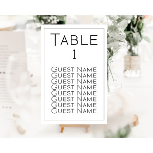 Personalised Table Numbers - Modern Thin Border