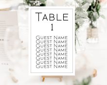 Personalised Table Numbers - Modern Thin Border