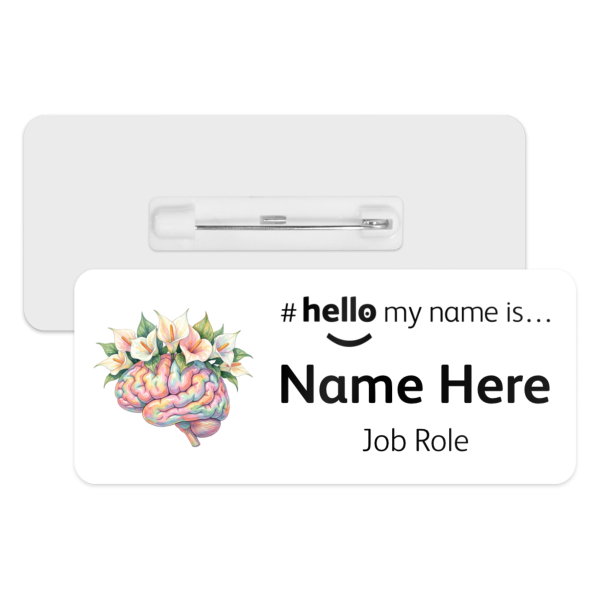 #hello my name is... Name Badge - Retro Floral Brain