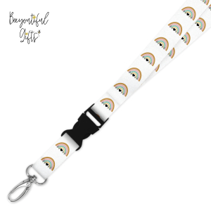 Double Breakaway Lanyard - Retro Heartbeat Rainbow