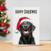 5 x Fun Christmas Card of a Black Labrador Dog Wearing A Santa Hat Whimsical Christmas Card For Animal Lover For Him or Her - Small (4x6) / Pack of 5