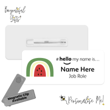 Name Badge - Boho Fruity Rainbow Hello My Name is... - Design 1