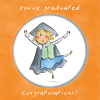 Holy Mackerel You've graduated (female), a 15cm square university or college graduation card featuring Rosie Brooks artwork, blank inside for your message