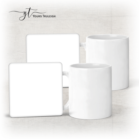 2x Ceramic Mug & 2x Hardboard Coasters