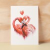 Anniversary or Valentine's Card for Her Anniversary Card for Wife Valentines Day Card For Husband Boyfriend or Girlfriend Flamingo Love - Large (5x7) / Blank Message
