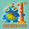 1st Birthday | Cute Card | Alien card