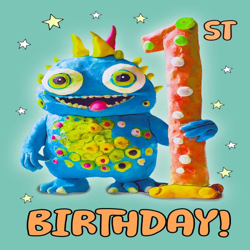 1st Birthday | Cute Card | Alien card