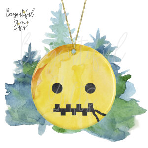 Watercolour Emoji Ceramic Christmas Tree Decoration - Zipper