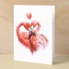 Anniversary or Valentine's Card for Her Anniversary Card for Wife Valentines Day Card For Husband Boyfriend or Girlfriend Flamingo Love - Large (5x7) / Blank Message