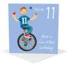 11th birthday card for him - designed by Erica Sturla - 15cm square and blank inside, made in the UK