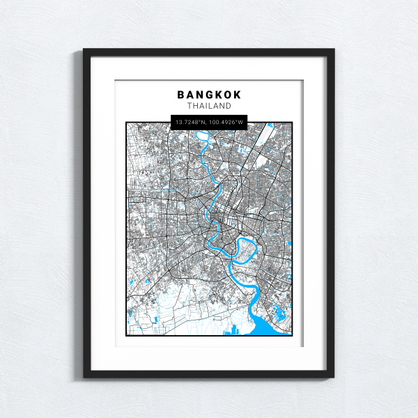 Bangkok - Thailand - Map Print - A4