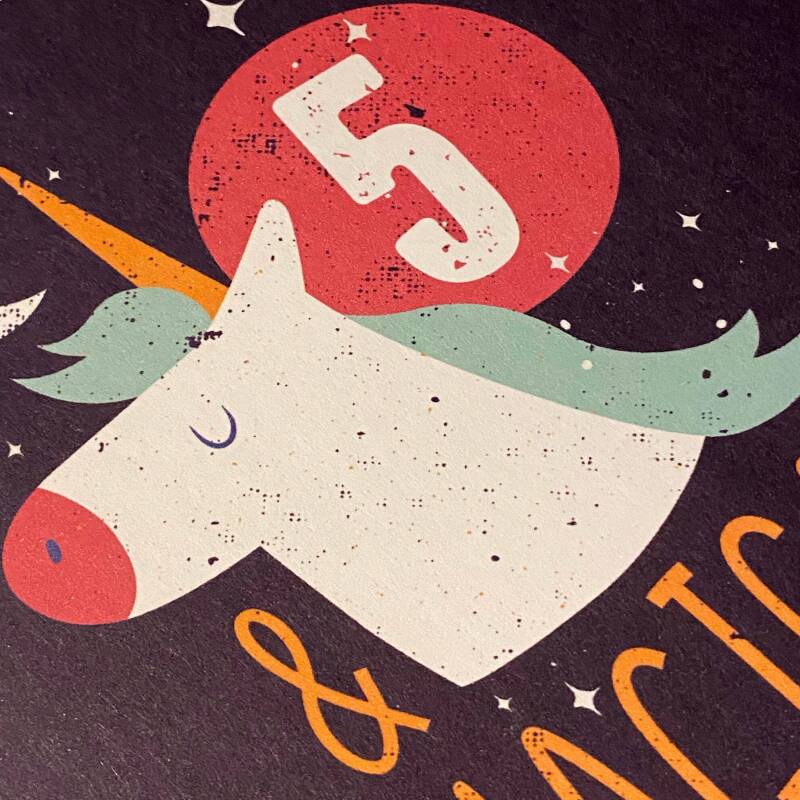 Children, child, boy, girl, kids any age birthday card: Magical unicorn - 1st, 2nd, 3rd, 4th, 5th, 6th, 7th (Size A6/A5/A4/Square 6x6") - A6: Single card