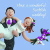 Wonderful Scottish Wedding Birthday Greetings Card, Designed by Erica Sturla for Holy Mackerel. Card is 150mm Square and Blank Inside.