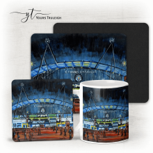 Etihad Stadium Front View - Ceramic Mug, Hardboard Coaster & Placemat Set - Etihad Stadium Front View