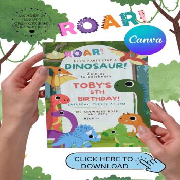 Printable Dinosaur Birthday Invitation Template