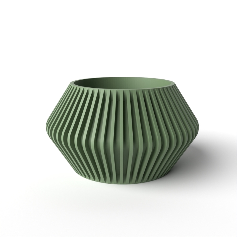 The Hendro Planter Pot with Drainage Tray & Stand Included - Matte Dark Green - 3"