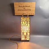 Wooden Wine box with Quote Lamp - Wine Quote "Start the day with a Smile, Finish it with Wine"
